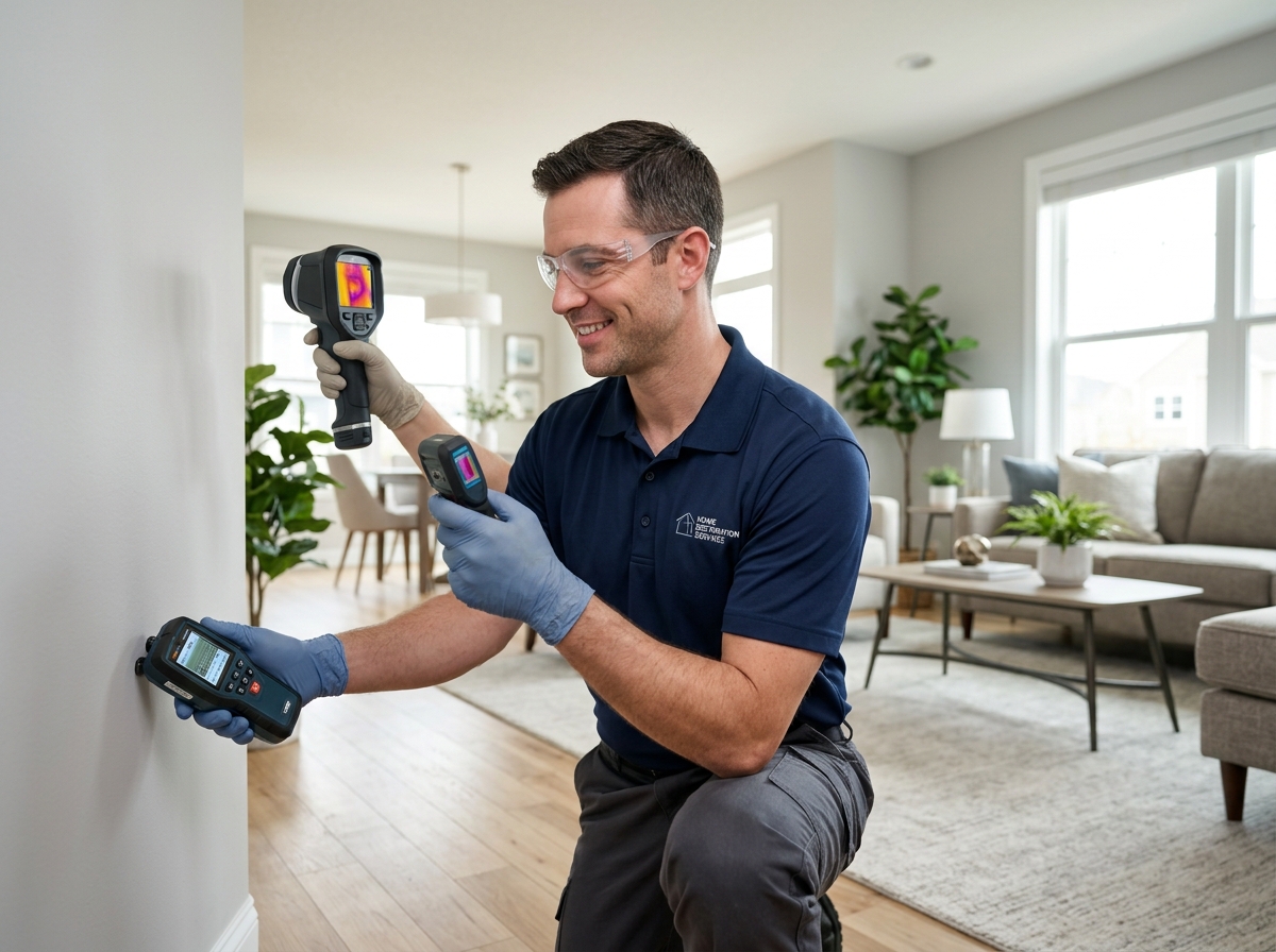 Certified Mold Recovery Plus technician conducting advanced thermal moisture inspection