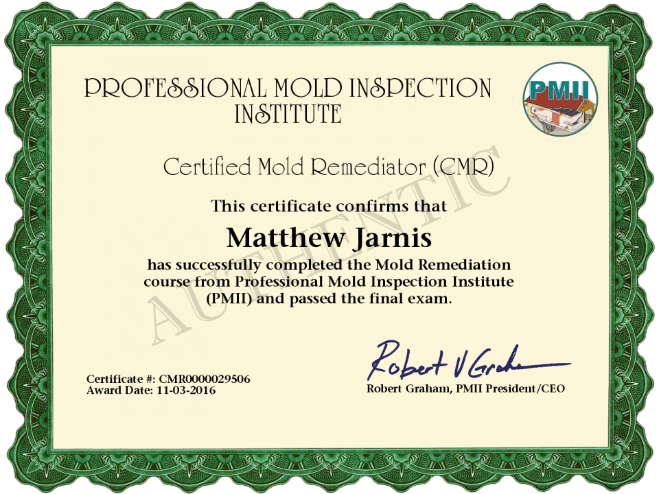 Certified Mold Remediation Technician